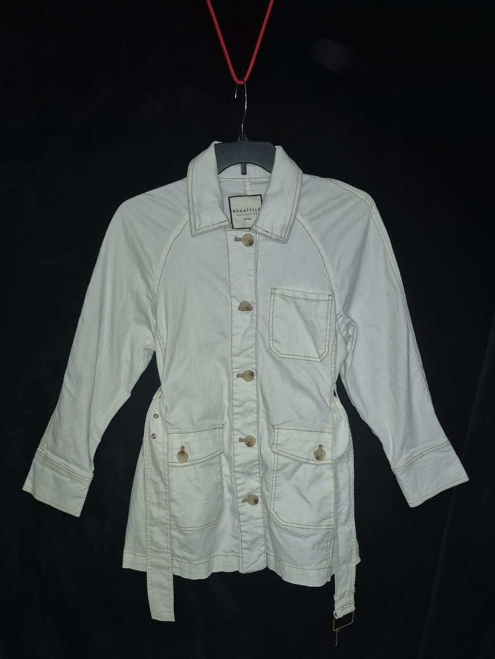 Bagatelle Cream Utility Jacket with Waist Tie